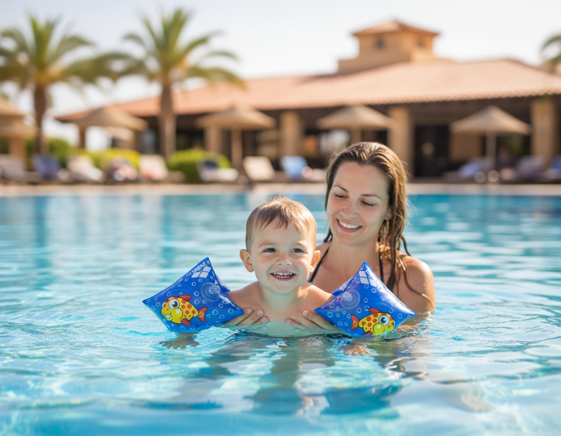 Swimming lesson moment