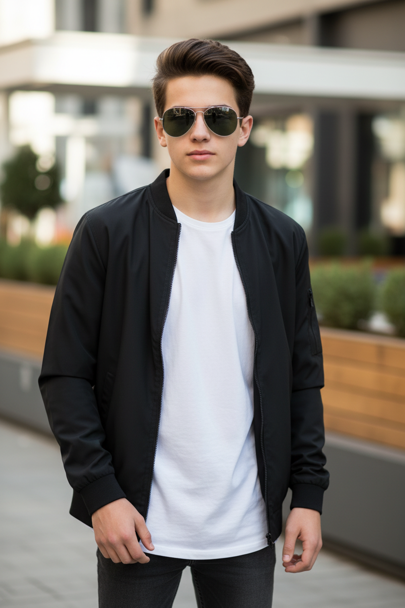 Teen Boy Wearing Silver Aviator Sunglasses