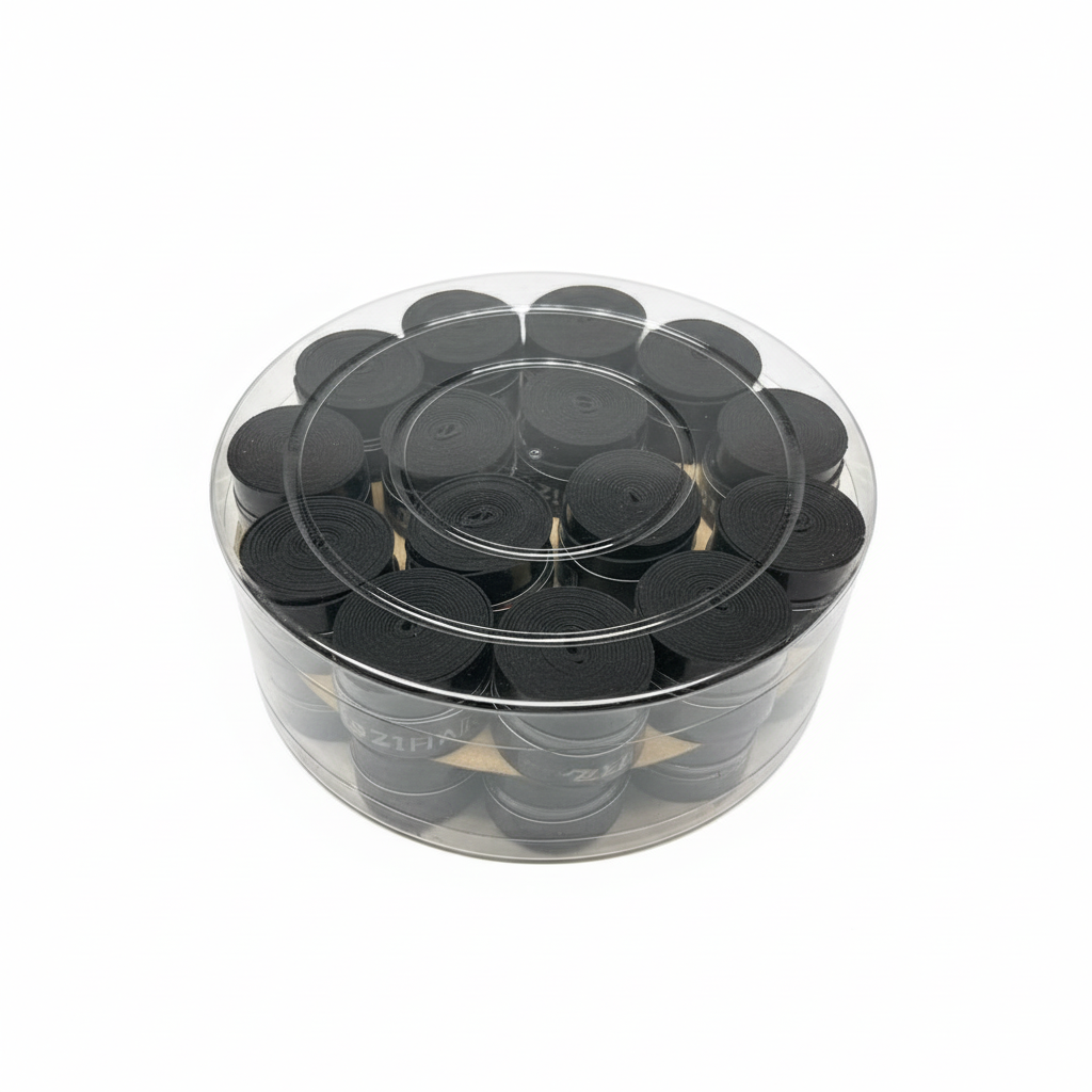 Tennis grip tape container on white background