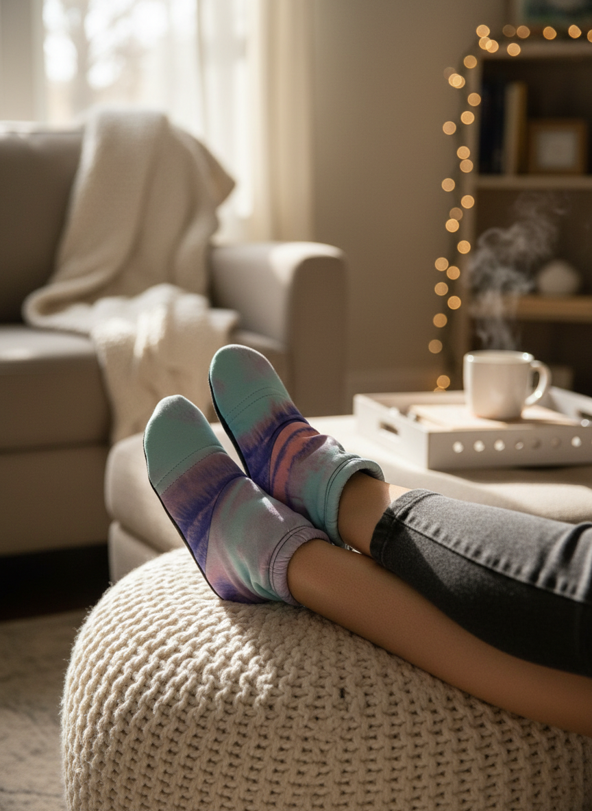Fluffy Tie Die Slippers Pink