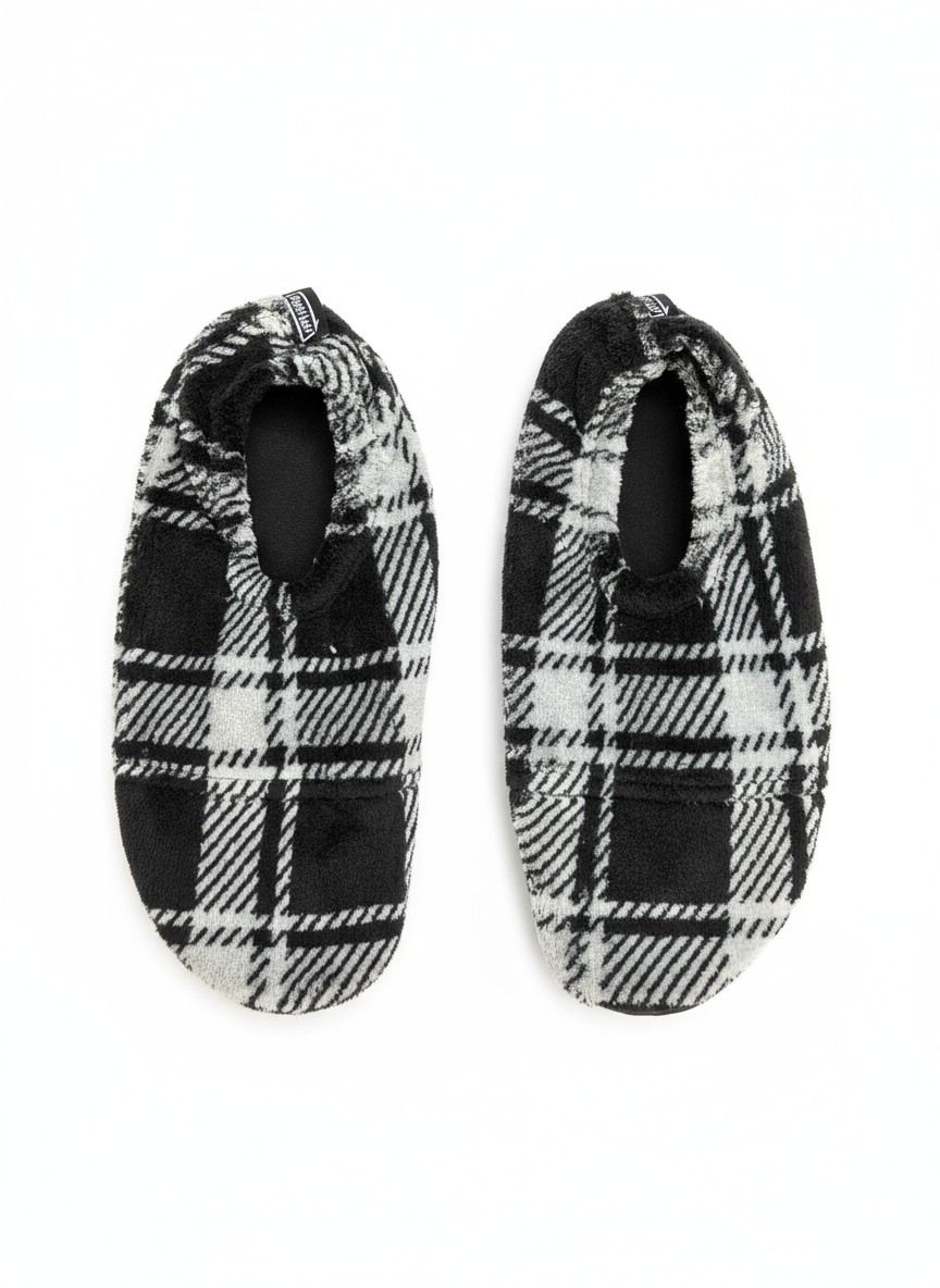 Flexy Slips Fleece Carreau Black/White