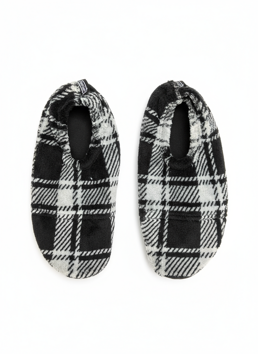 Flexy Slips Fleece Carreau Black/White