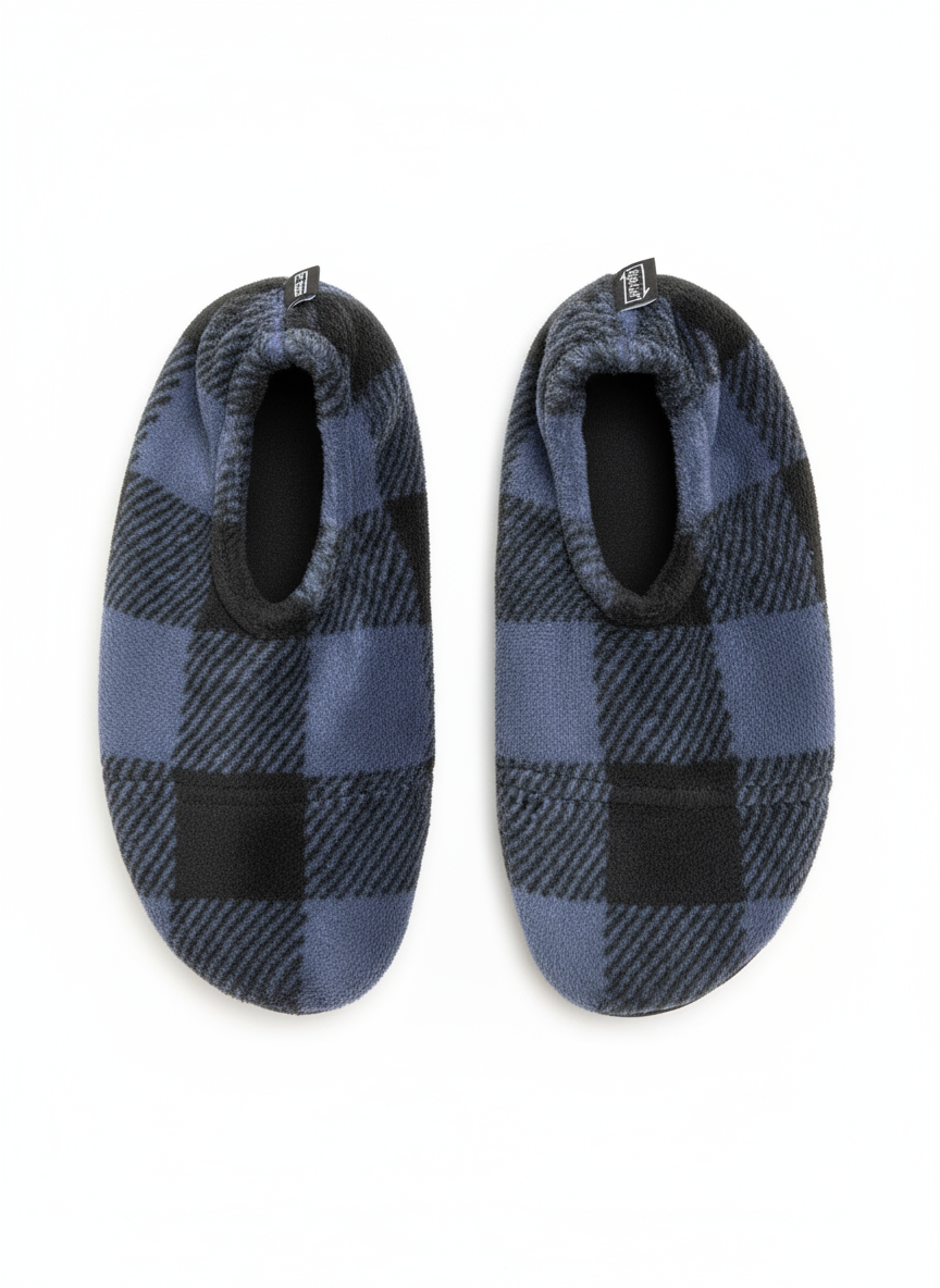 Flexy Slips Fleece Carreau Black/Blue