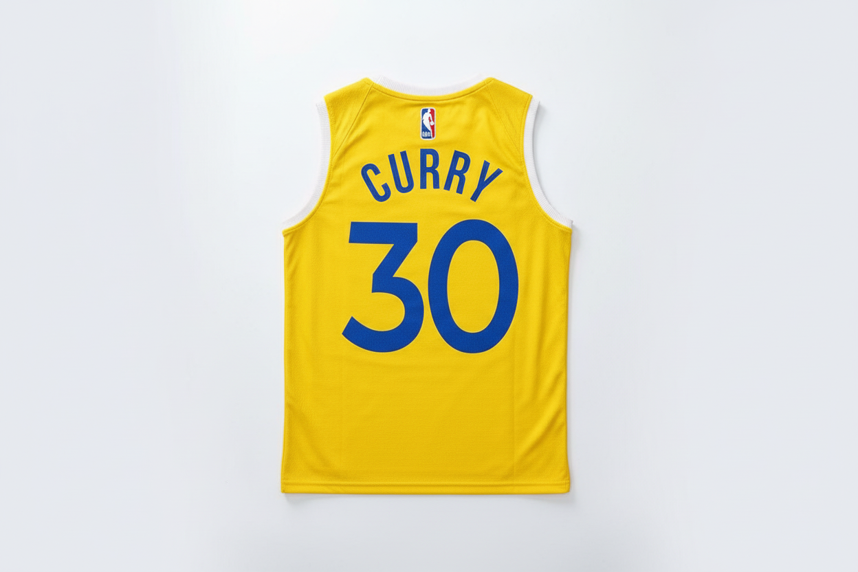 Warriors jersey back view on white background
