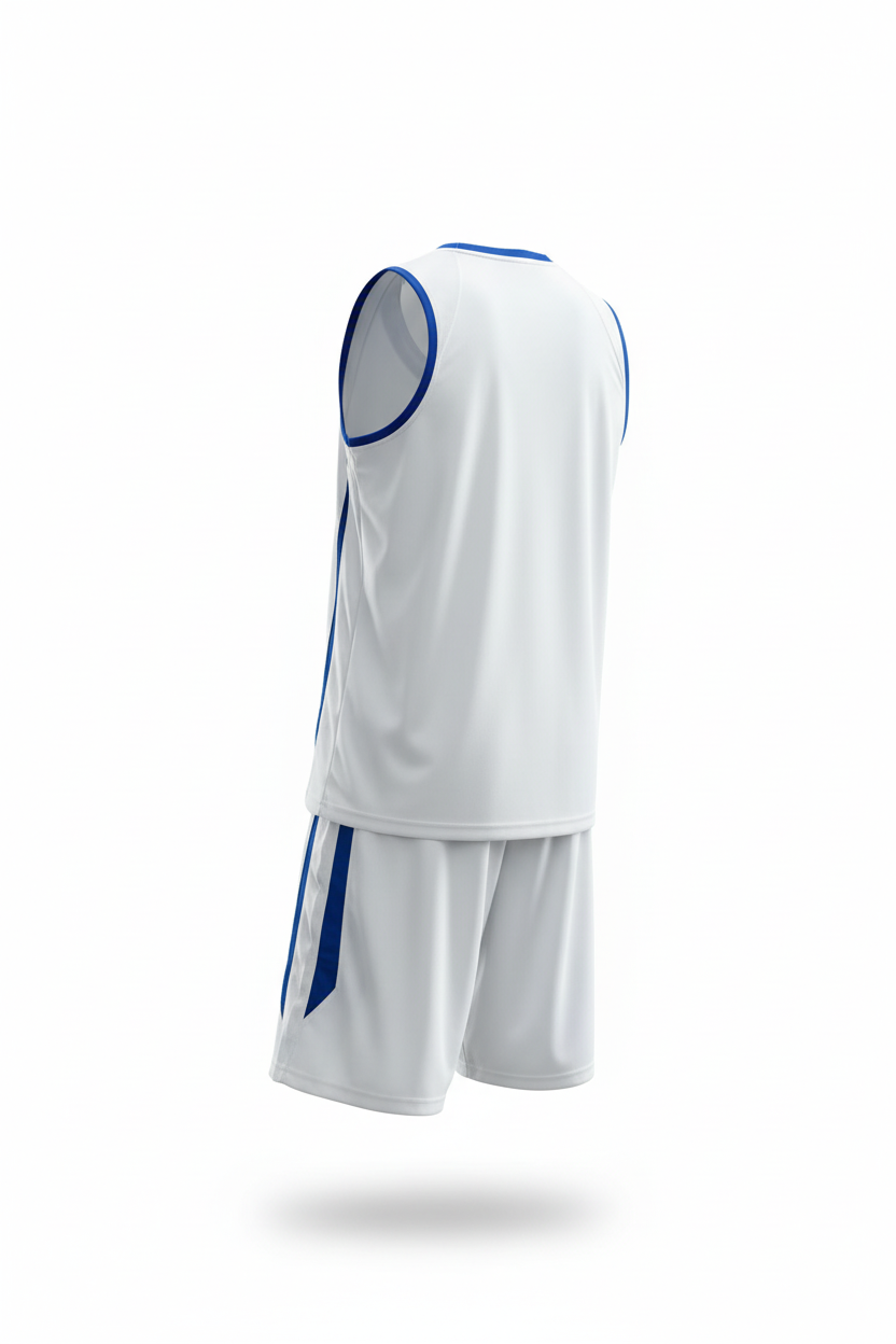 White basketball uniform back view invisible mannequin