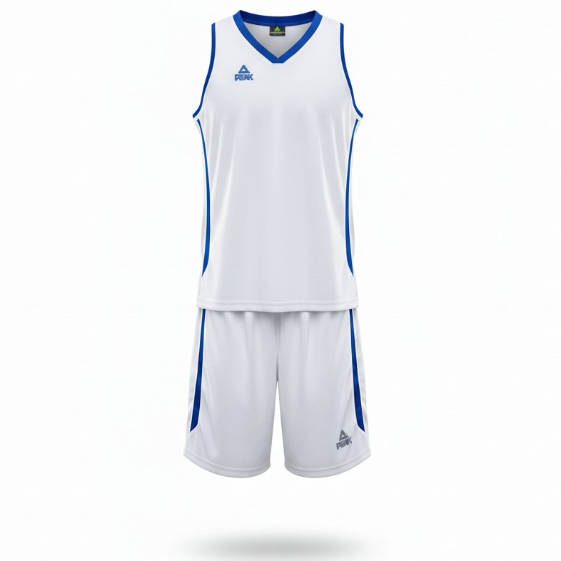 White basketball uniform direct front view