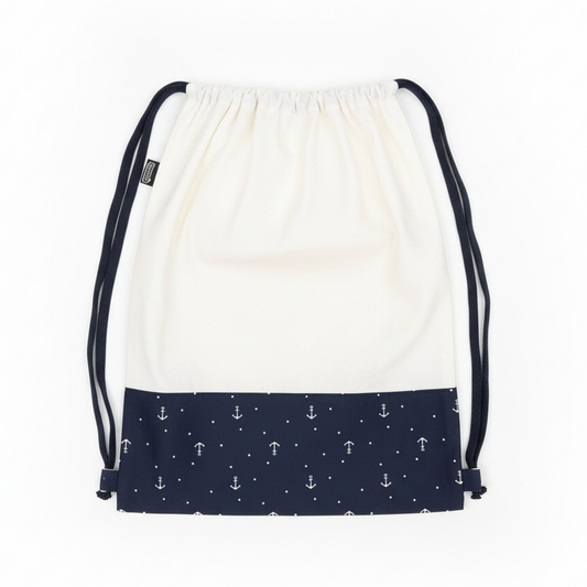 Lace Bag White Navy Anchor