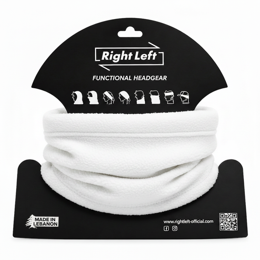 White Fleece Headgear on Right Left Packaging