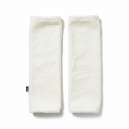 White Fluffy Leg Warmers - White Background