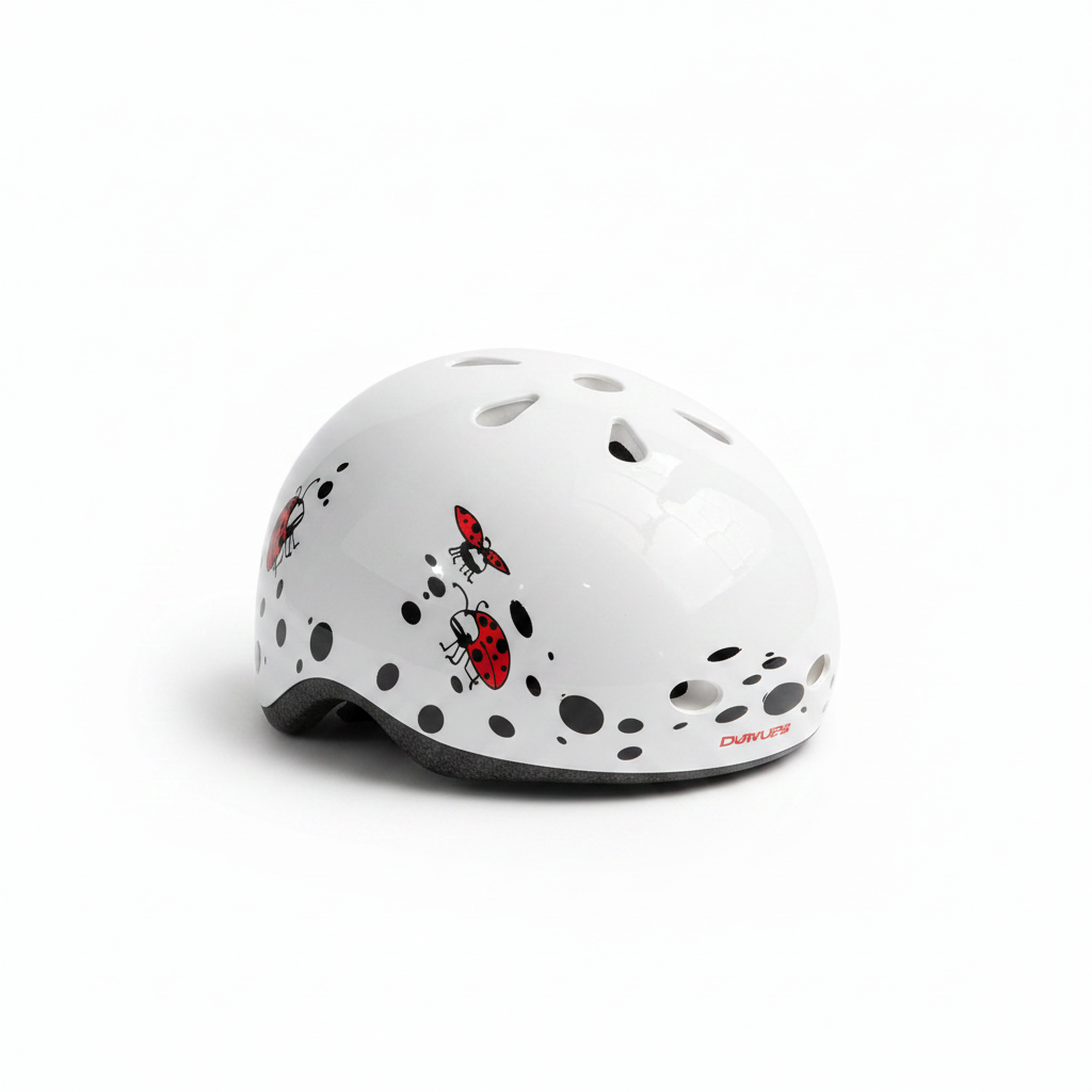 White ladybug helmet white background