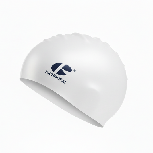 White RICHMORAL swim cap floating - left side view
