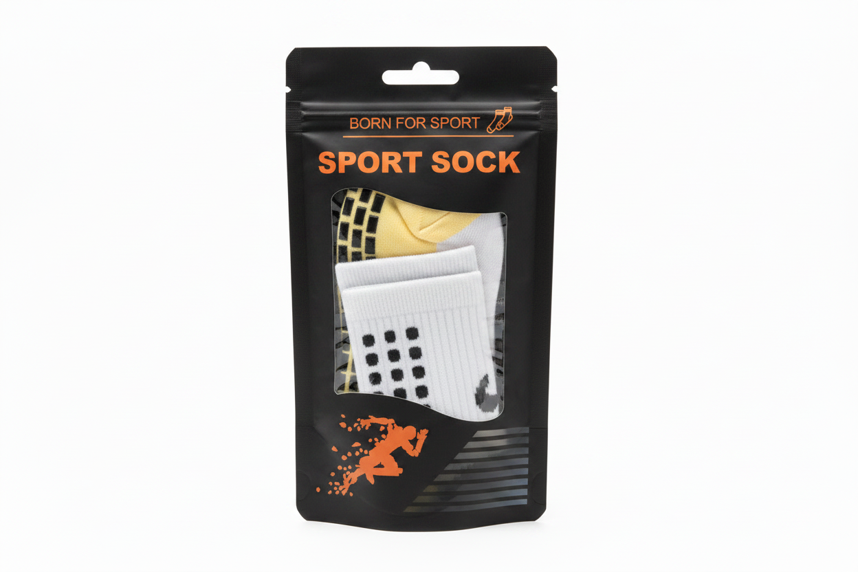 White Socks in Black Pouch Packaging