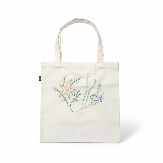 Tote Bag Off/White Fish & Tree