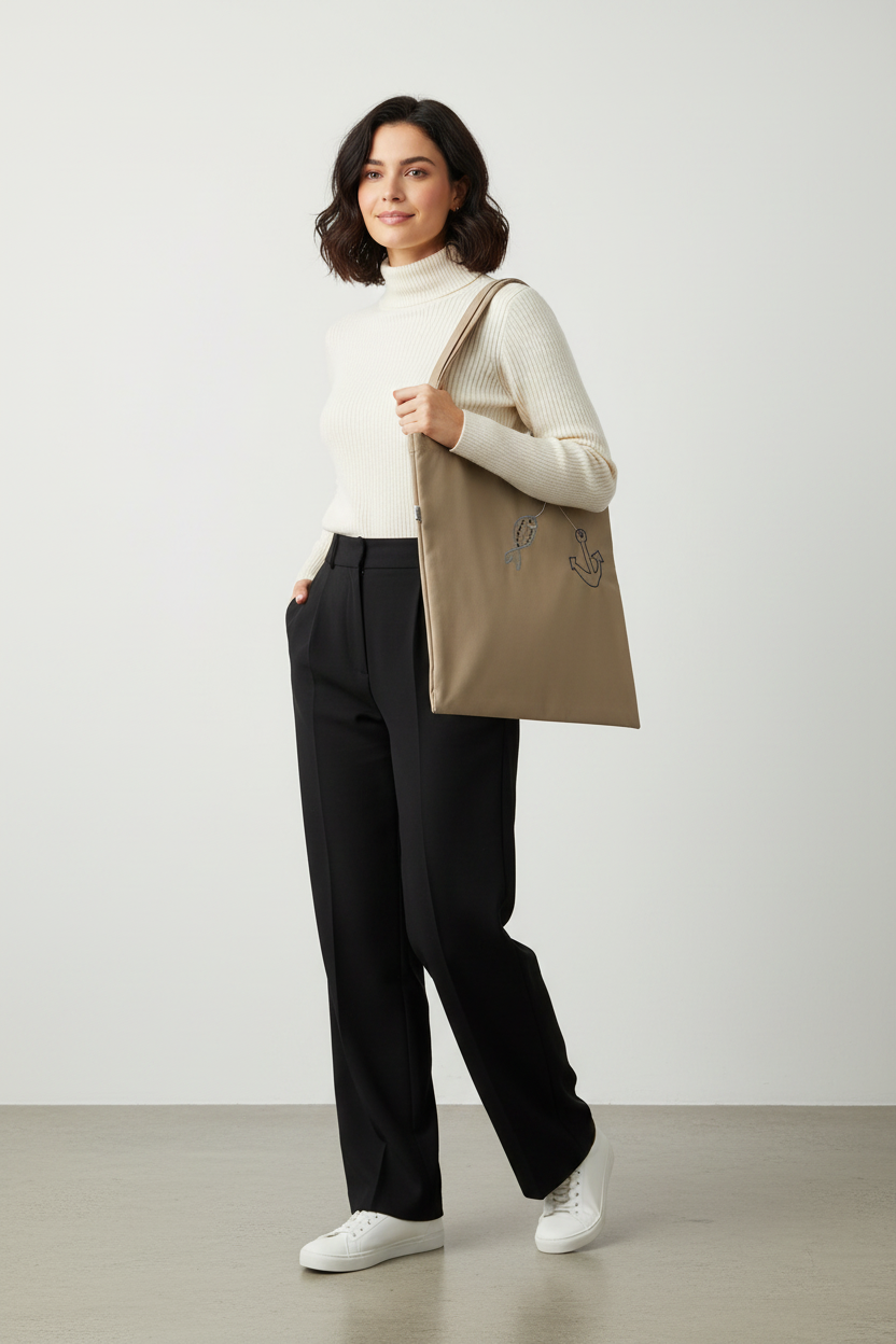 Woman holding tote bag