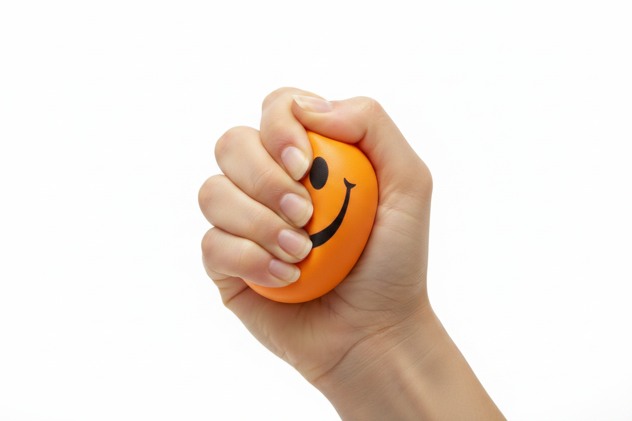 Woman with orange stress ball