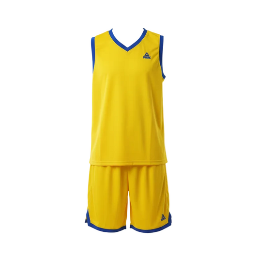 Yellow and blue basketball uniform - ghost mannequin