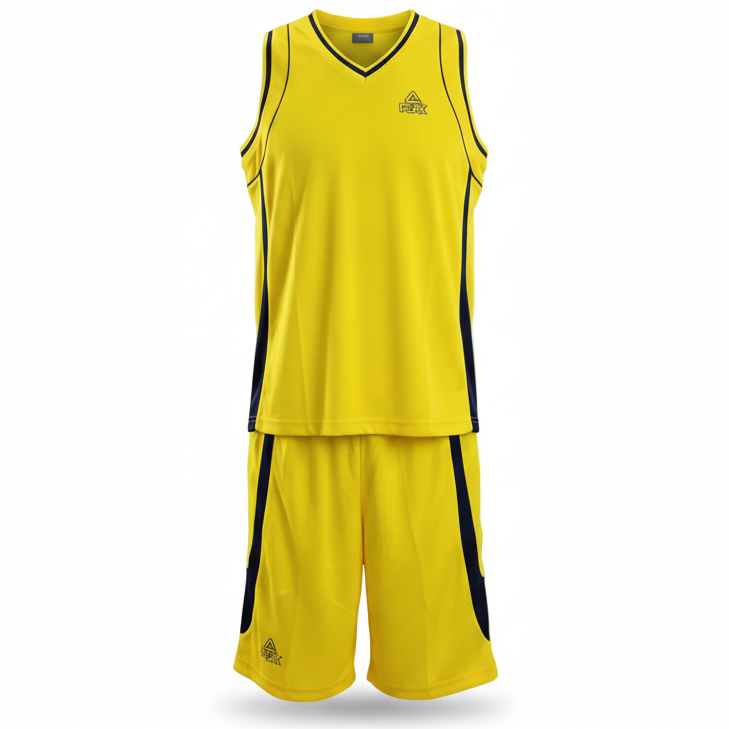 Yellow basketball uniform direct front view