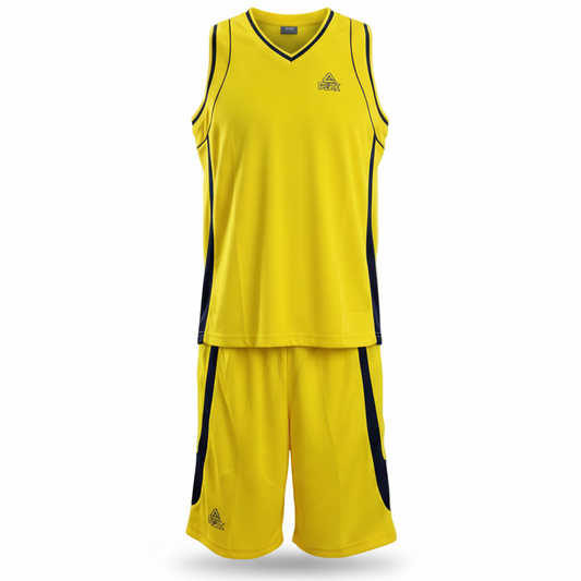 Yellow basketball uniform direct front view
