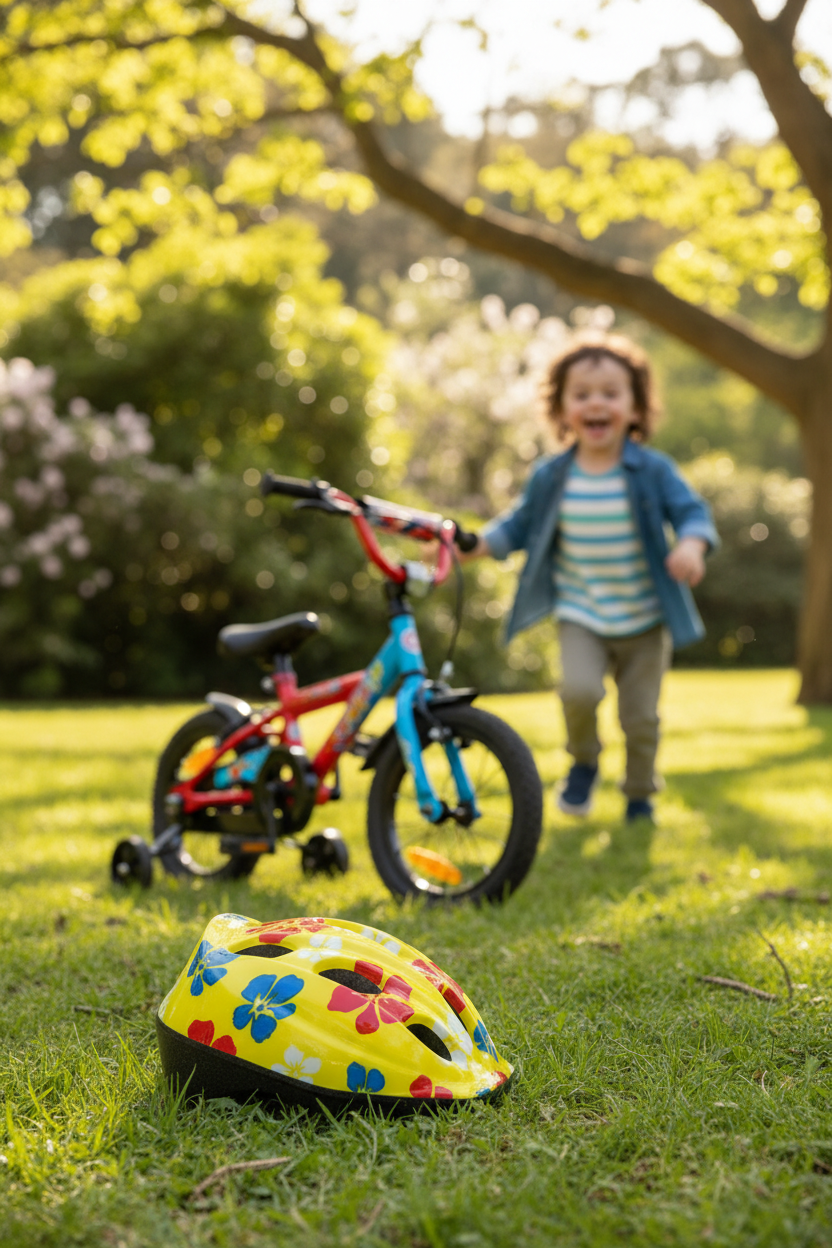 Yellow floral helmet lifestyle photo