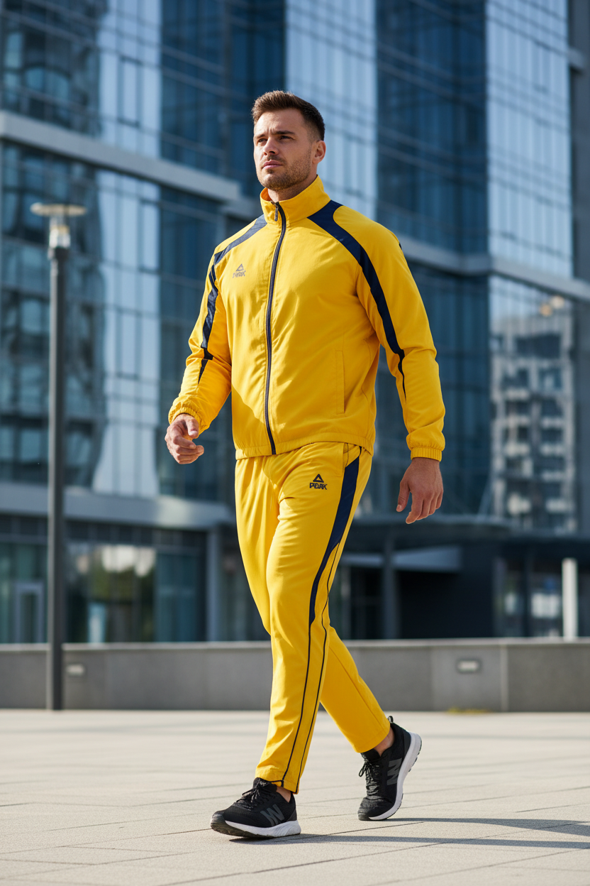 Yellow & Navy Peak Tracksuit Lifestyle Photo