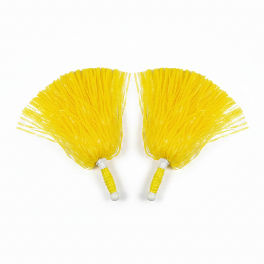Yellow Pom Poms White Background