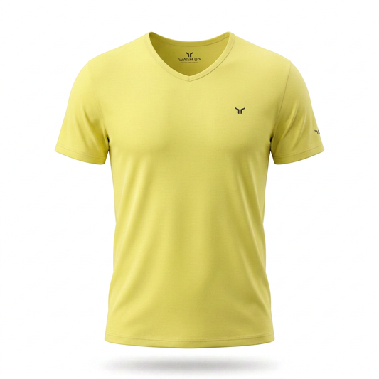 Yellow T-shirt styled like the white reference
