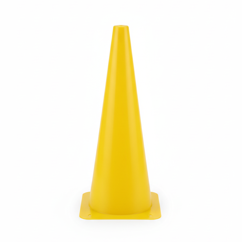 Yellow training cone white background