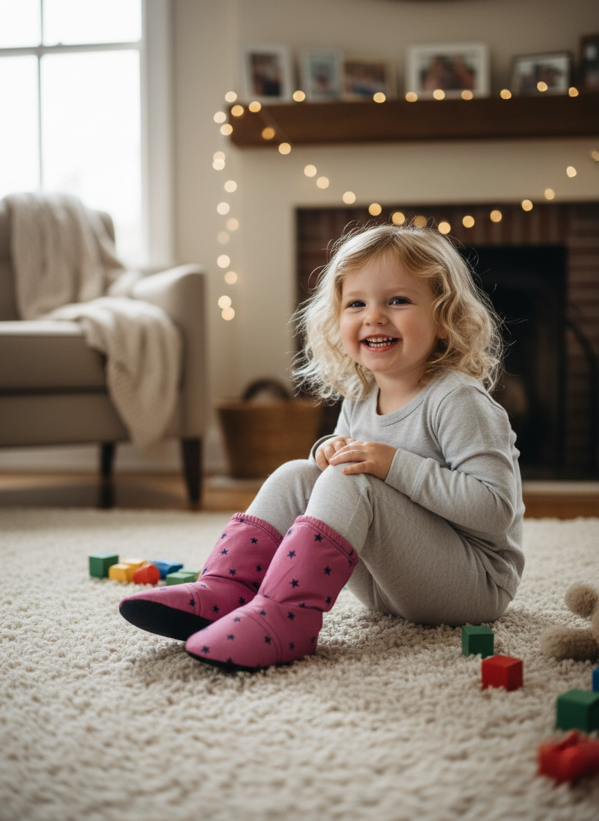 Fluffy Stars Slippers Fushia