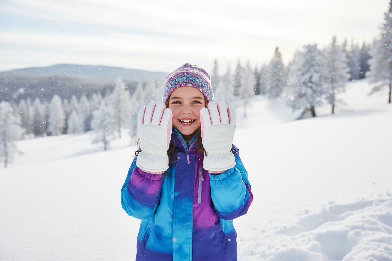 Young Girl Wearing Snow Gloves - Lifestyle Photo