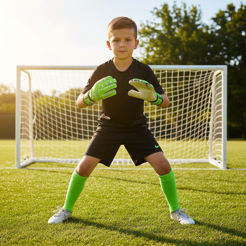 Young Goalkeeper Wearing Predator Gloves