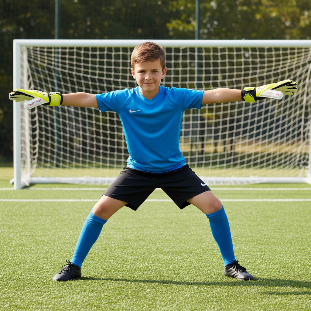 Young Goalkeeper Wearing Yellow Predator Gloves